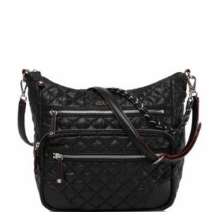 MZ Wallace Black Quilted Crosby Hobo Crossbody Bag